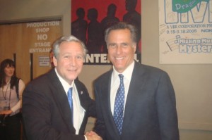 Mitt Romney and John C. Morgan as George W. Bush