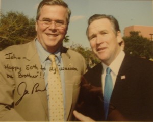 George W. Bush impersonator with Jeb Bush